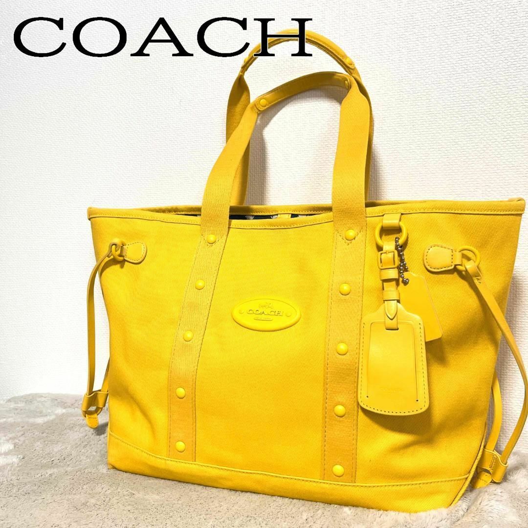 美品✨COACH コーチハンドバッグトートバッグイエロー黄 【売れ筋