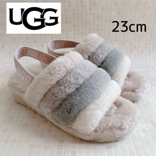 アグ(UGG)の【美品】希少 UGG  フラッフ イヤー スライド モコモコサンダル パステル(サンダル)