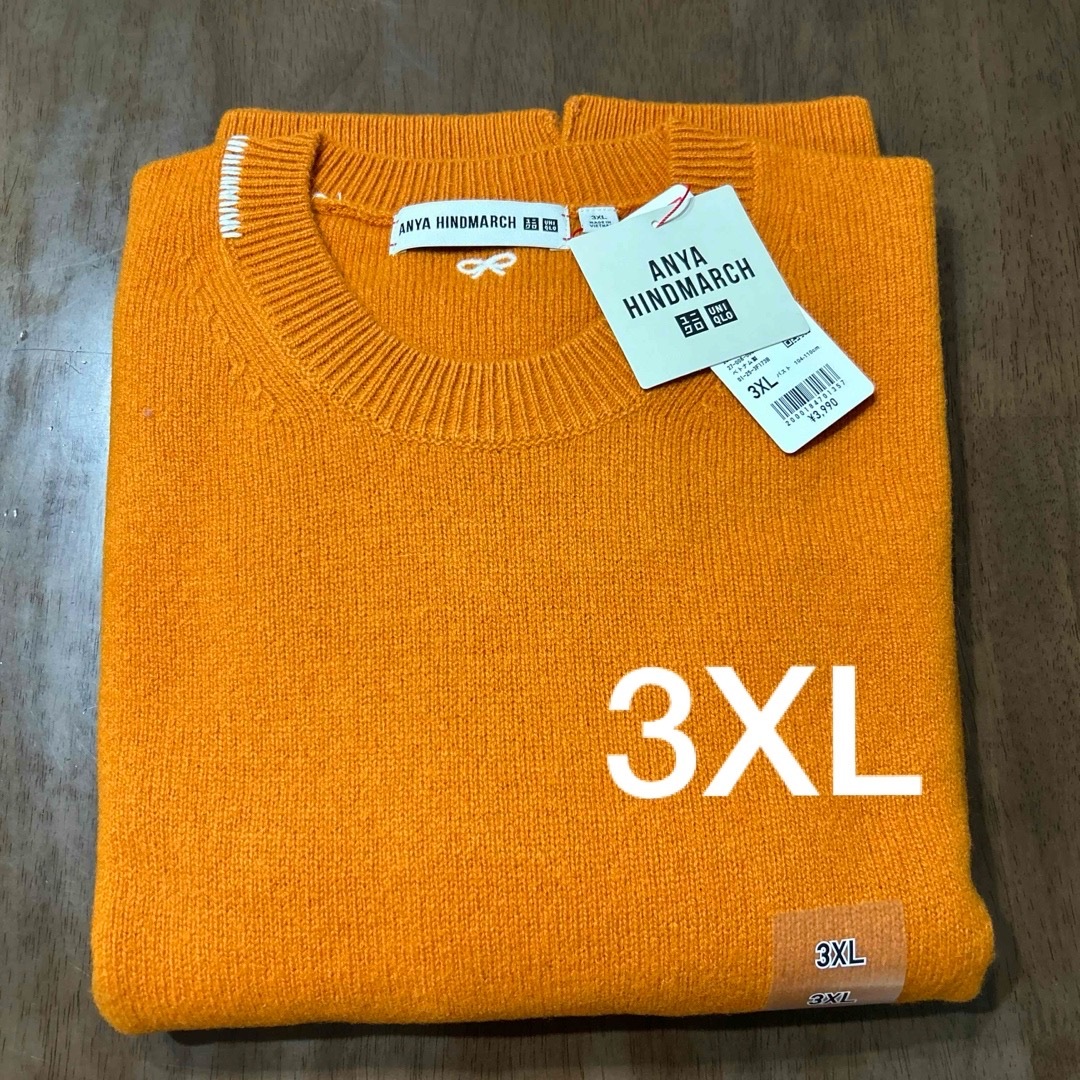 UNIQLO(ユニクロ)のユニクロ アニヤハインドマーチプレミアムラムクルーネックセーター オレンジ3XL レディースのトップス(ニット/セーター)の商品写真