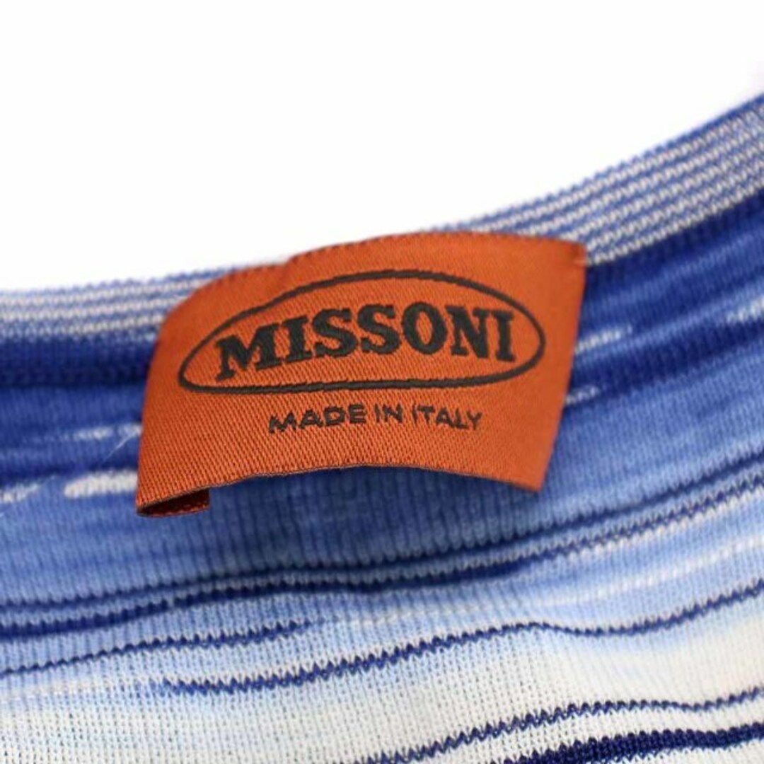 MISSONI(ミッソーニ)のミッソーニ ニット カットソー ボーダー ノースリーブ 42 M 青 レディースのトップス(ニット/セーター)の商品写真