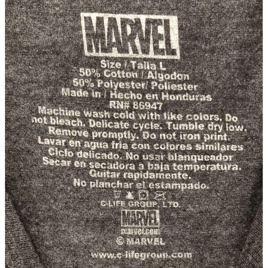 MARVEL(マーベル)のMARVEL SUPER HEROES　Tシャツ　L 　グレー　USA古着 メンズのトップス(Tシャツ/カットソー(半袖/袖なし))の商品写真