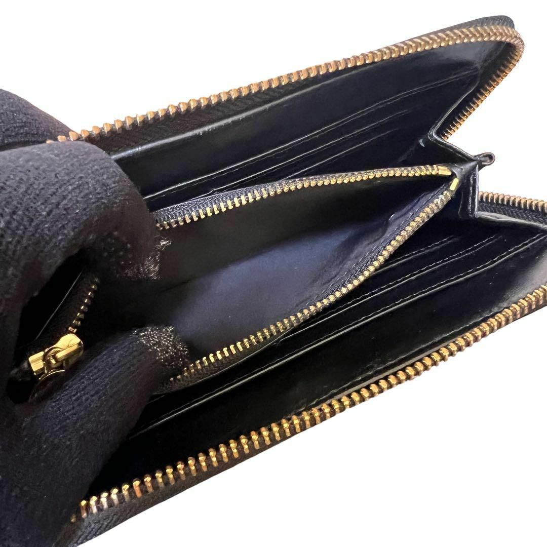 Tory Burch(トリーバーチ)の美品　トリーバーチ　長財布　ラウンドジップ　エナメル　ブラック　黒 レディースのファッション小物(財布)の商品写真