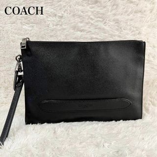 コーチ(COACH)のCOACH クラッチバッグ セカンドバッグ レザー  ブラック　リストレット(セカンドバッグ/クラッチバッグ)