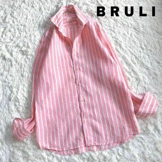 50X BRULI リネン100% ストライプ長袖シャツ スイス レディース古着(シャツ/ブラウス(長袖/七分))