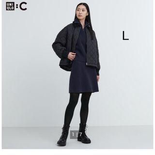 ユニクロ(UNIQLO)の《新品》UNIQLO C  ネイビー　L  プレミアムラムミニスカート(ミニスカート)