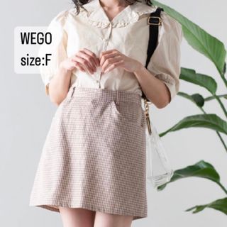 ウィゴー(WEGO)のWEGO   チェックタイトミニスカート　ベージュ　フリーサイズ(ミニスカート)