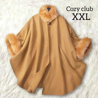 大きいサイズ XXL 3L ✿ Cozy club ポンチョ コート ベージュ(ポンチョ)