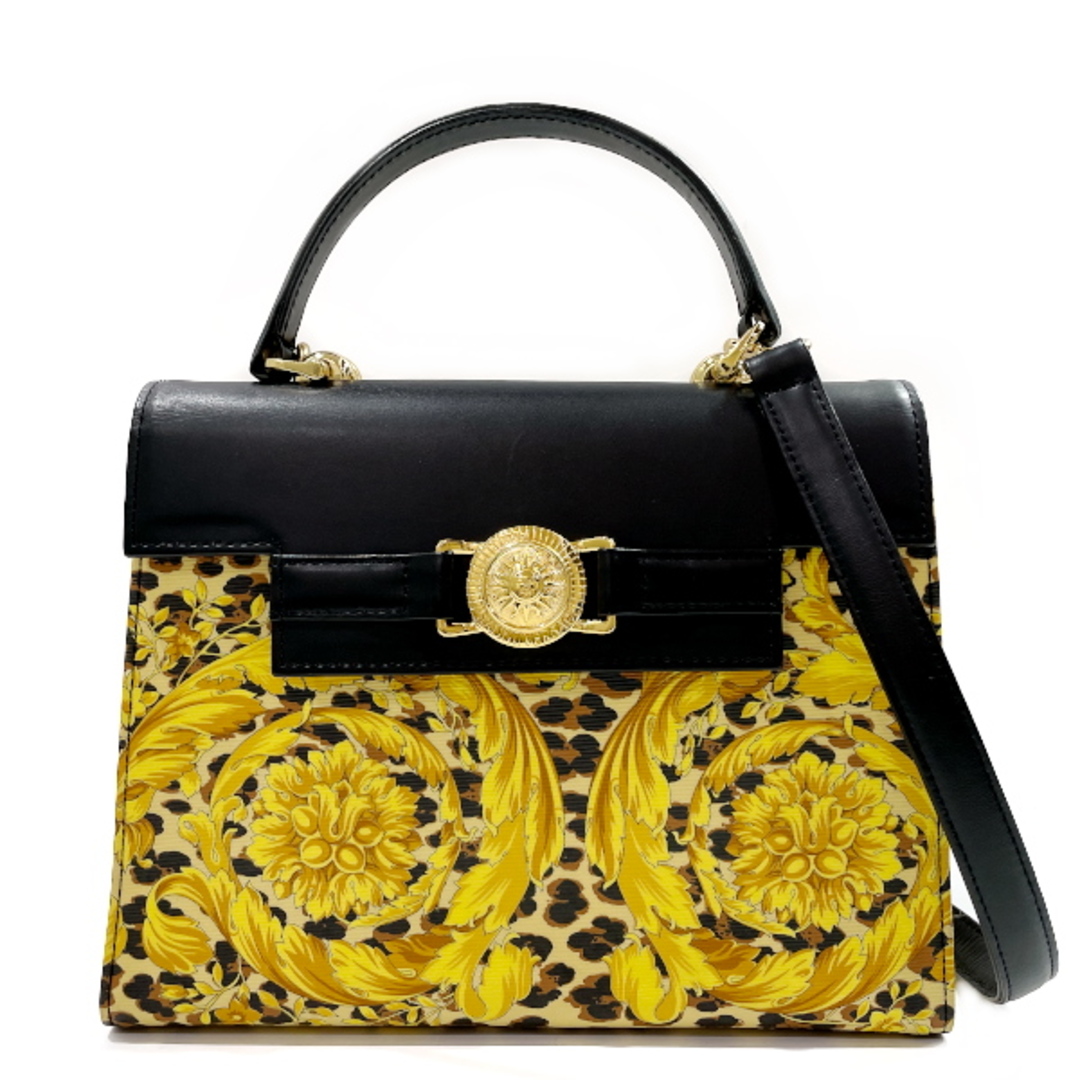 Gianni Versace(ジャンニヴェルサーチ)のGianni Versace サンバースト トップハンドル フラワープリント 2WAY ハンドバッグ PVC レザー レディースのバッグ(ハンドバッグ)の商品写真