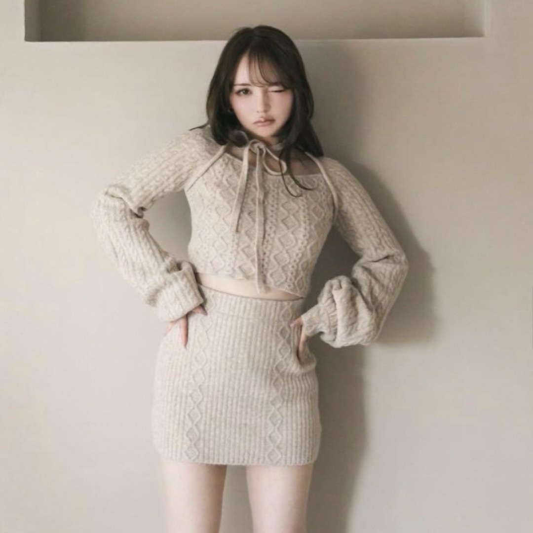 andmary Marie knit set up ベージュ フリーサイズ - ミニワンピース