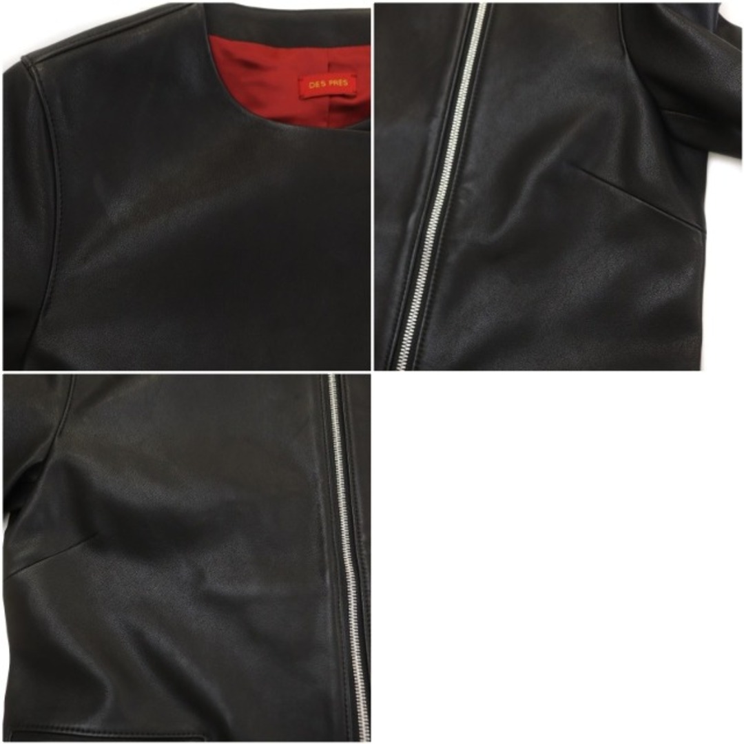 DES PRES(デプレ)のデプレ トゥモローランド ラムレザーノーカラーレザージャケット 羊革 36 黒 レディースのジャケット/アウター(その他)の商品写真