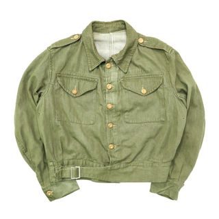 ミリタリー(MILITARY)の50s イギリス軍 グリーンデニム バトルドレス ジャケット UK ミリタリー(ミリタリージャケット)