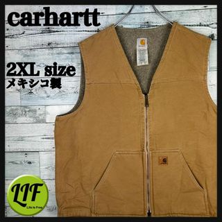 カーハート(carhartt)の【希少】カーハート メキシコ製 革ロゴタグ 内フリース ダックベスト ベージュ(ベスト)