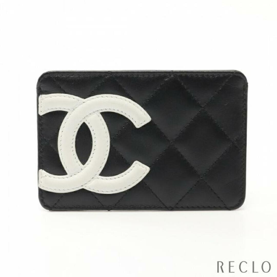 CHANEL - カンボンライン カードケース レザー ブラック ホワイトの