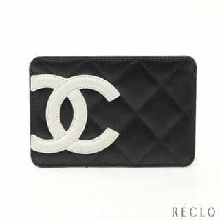 シャネル(CHANEL)のカンボンライン カードケース レザー ブラック ホワイト(パスケース/IDカードホルダー)