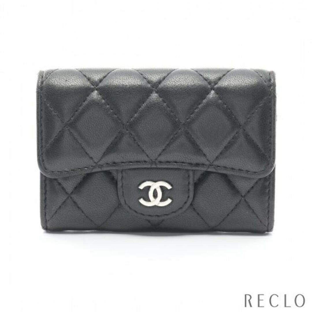 CHANEL(シャネル)のマトラッセ カードケース 名刺入れ ラムスキン ブラック シルバー金具 レディースのファッション小物(名刺入れ/定期入れ)の商品写真