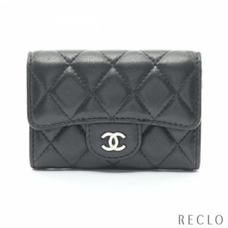 シャネル(CHANEL)のマトラッセ カードケース 名刺入れ ラムスキン ブラック シルバー金具(名刺入れ/定期入れ)