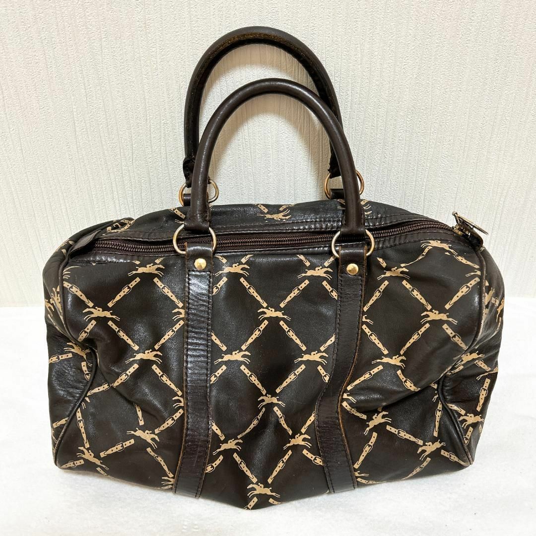美品✨LONGCHAMPロンシャンハンドバッグトートバッグダークブラウン総柄 美品✨LONGCHAMPロンシャンハンドバッグトートバッグダークブラウン総柄