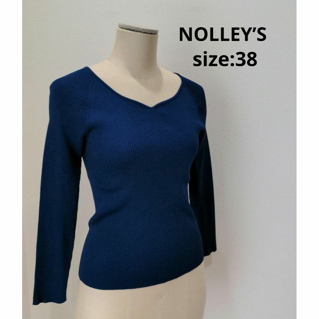 NOLLEY'S(ノーリーズ)のNOLLEY’S ノーリーズ リブニット レディース 薄手 ブルー レディース レディースのトップス(ニット/セーター)の商品写真