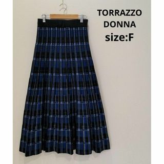 トラッゾドンナ(TORRAZZO DONNA)のTORRAZZO DONNA チェック柄 ニット ロングスカート ウエストゴム(ロングスカート)