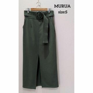 ムルーア(MURUA)のムルーア MURUA ベルト付 ロング ペンシルスカート グリーン S(ロングスカート)