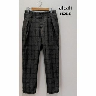 アルカリ(alcali)のalcali アルカリ 裏地付 後ろゴム テーパードパンツ チェック柄 2(カジュアルパンツ)