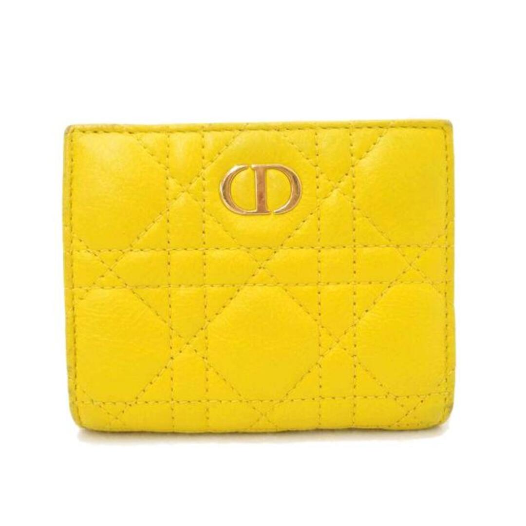 <br>ＣｈｒｉｓｔｉａｎＤｉｏｒ クリスチャンディオール　コンパクト財布　黄色　レザー　レディース/カロカナージュ二つ折り財布／イエロー/S5137URU/MA1***/ブランドバック/ABランク/69レディース