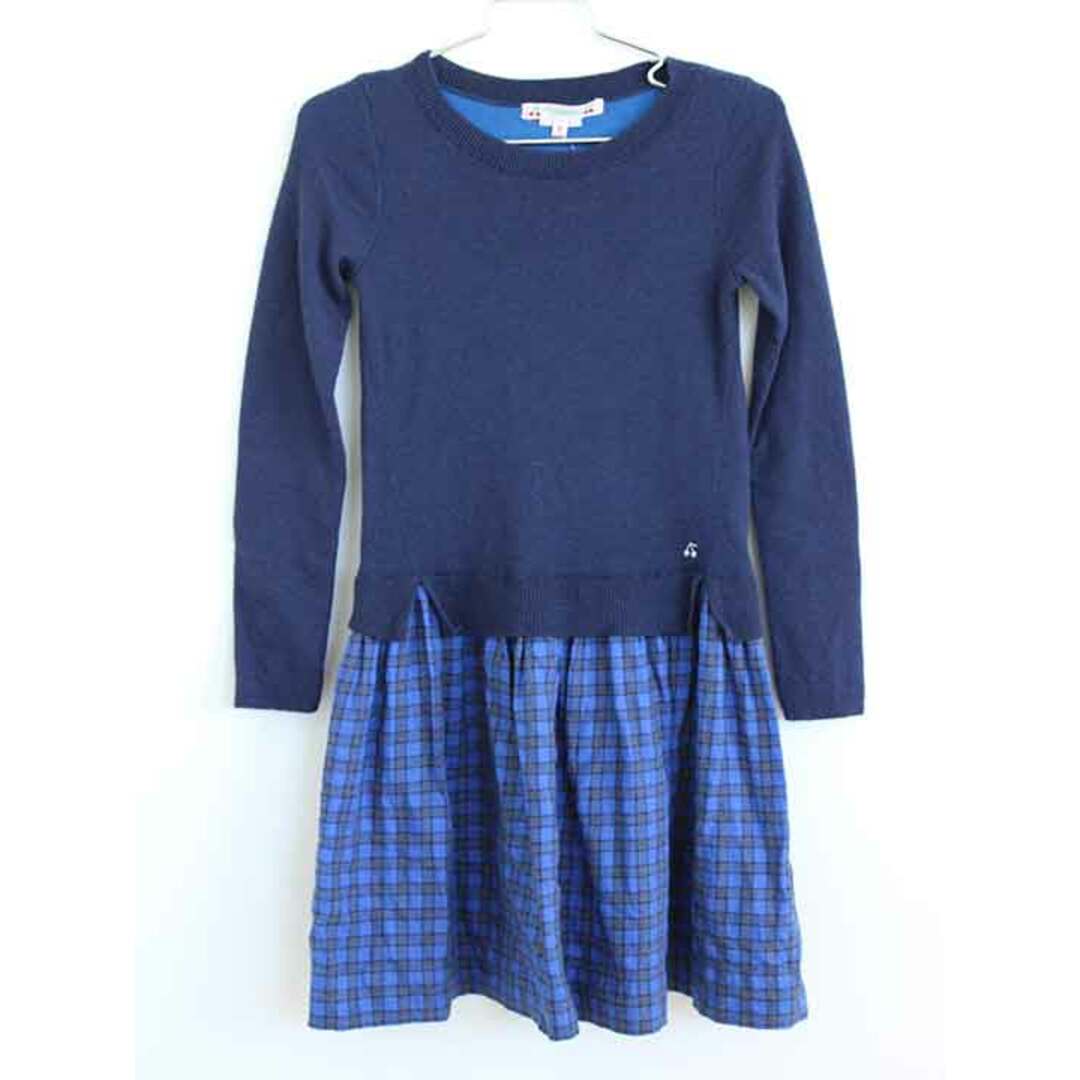 †ボンポワン/BONPOINT†116cm(6) 長袖ワンピース 紺×青子供服 キッズ kids  女の子 秋冬 020132ウール100％スカート