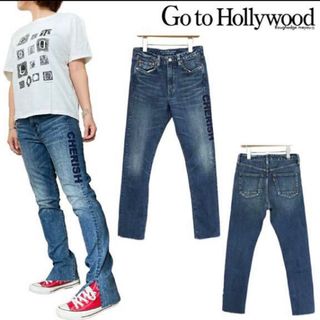 ゴートゥーハリウッド(GO TO HOLLYWOOD)の美品HOBOSTORE×gotohollywoodスリットデニムパンツ 150(パンツ/スパッツ)