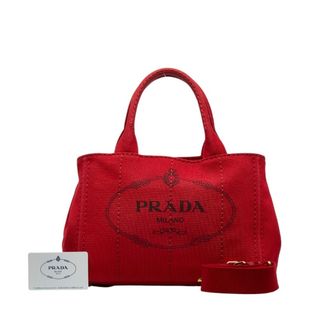 プラダ PRADA カナパ ミニ 2WAY トート バッグ グロメット レッド