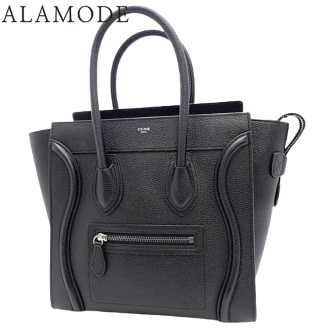 CELINE(セリーヌ) ラゲージ マイクロショッパー ハンドバッグ トートバッグ カーフ ブラック黒 シルバー金具 189793DRU.38NO(2023年11月現在現行品) レディース 40802074550【アラモード】薄いスレハンドルストラップ