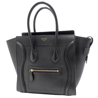 CELINE セリーヌ レザー ロゴ 金具 トートバッグ ハンドバッグ 黒 A4