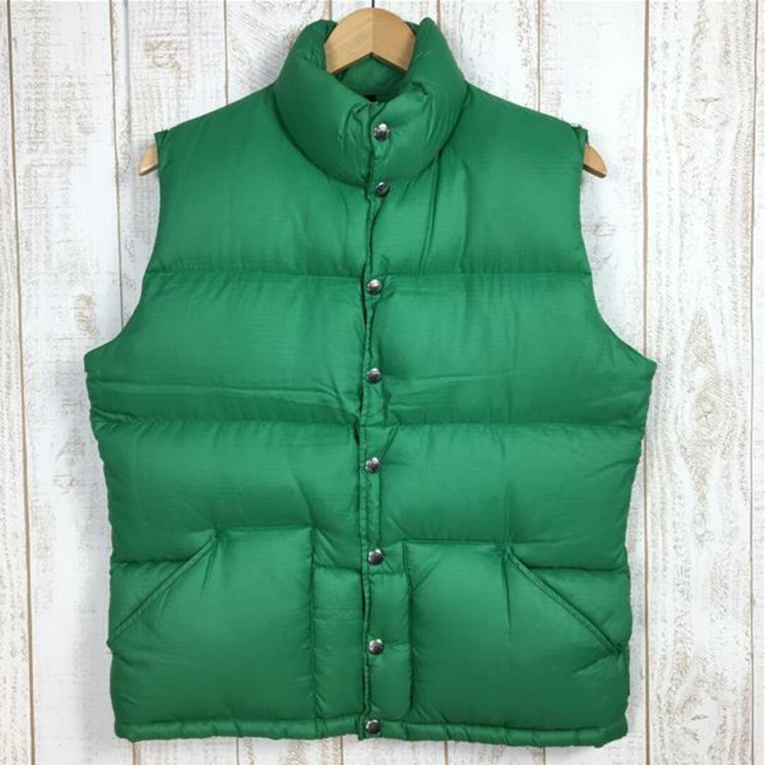 MENs S  ノースフェイス 1970s リップストップ ダウンベスト Rip Stop Nylon Down Vest 茶タグ アメリカ製 ビンテージ 入手困難 NORTH FACE グリーン系42cm重量