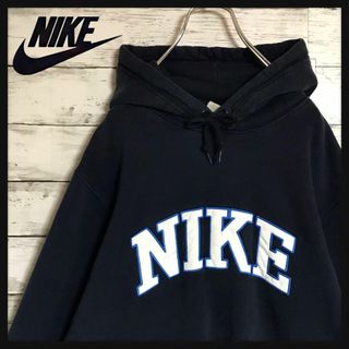 ナイキ(NIKE)の【希少ロゴ】ナイキ　ゆるだぼスウェット　太袖　ネイビー　K755(パーカー)