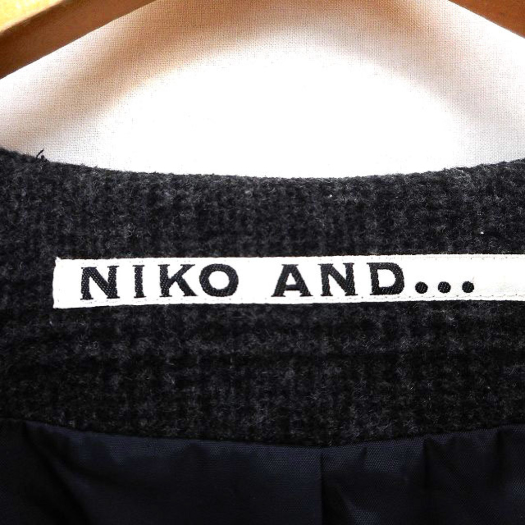 niko and...(ニコアンド)のニコアンド ノーカラー コート アウター ロング ダブル チェック ウール混 レディースのジャケット/アウター(その他)の商品写真