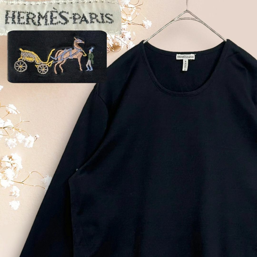 Hermes(エルメス)の美品☆マルジェラ期☆エルメス 刺繍デザイン 長袖シャツ HERMES 馬車ロゴ メンズのトップス(Tシャツ/カットソー(七分/長袖))の商品写真