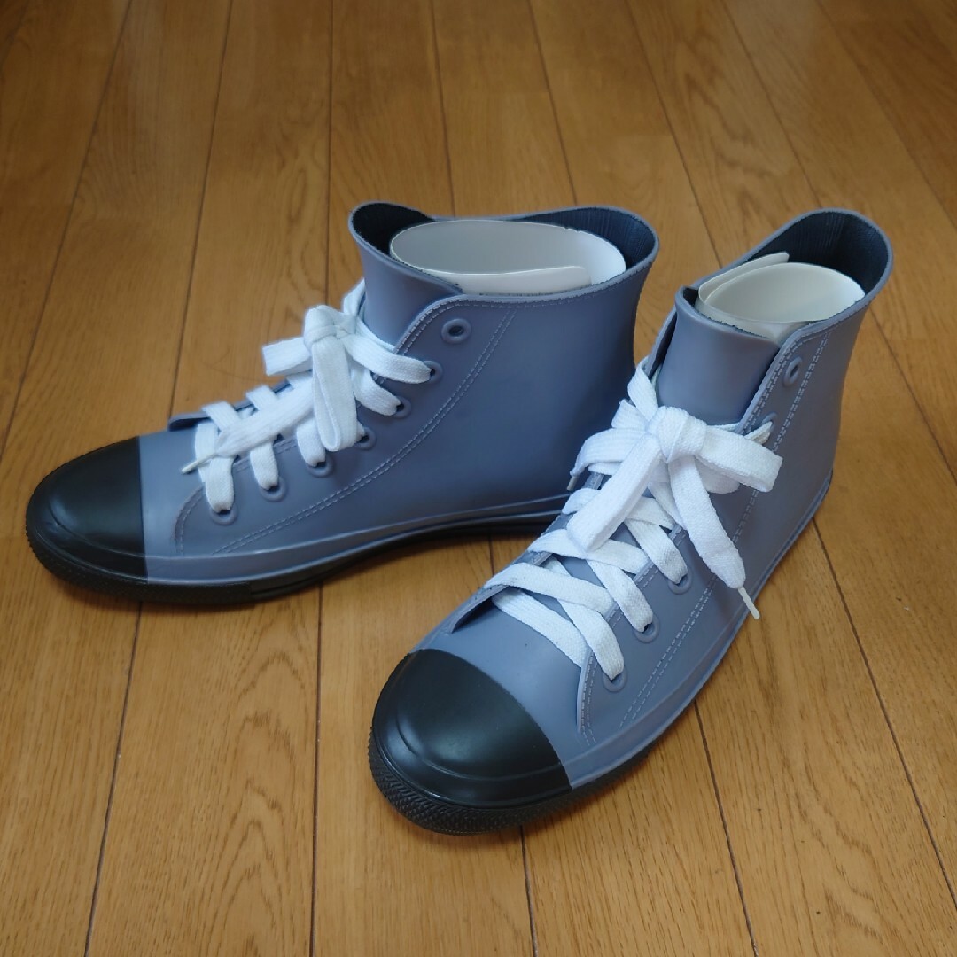 HAPiNS ハイカットスニーカー風レインブーツ グレー LLサイズ レディースの靴/シューズ(レインブーツ/長靴)の商品写真