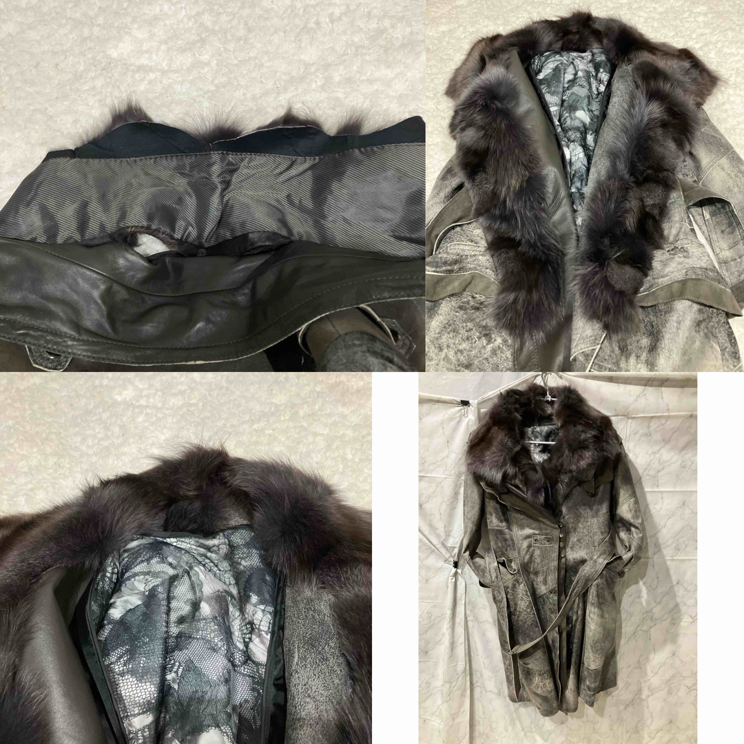 高級感 ラムレザー 100％ 羊革 コート リアルファー レディース 韓国製 レディースのジャケット/アウター(ロングコート)の商品写真