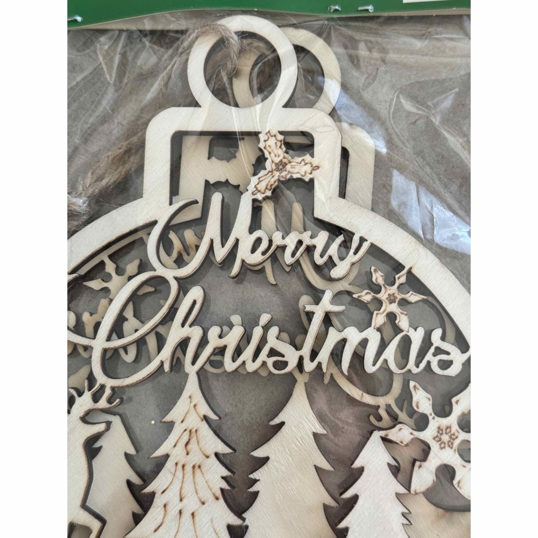 American Apparel(アメリカンアパレル)のクリスマス飾り 2個セットオーナメント木製 ストラップ 3D ハンドメイドのインテリア/家具(インテリア雑貨)の商品写真
