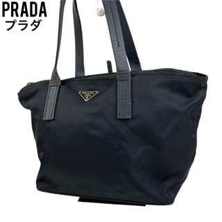 ✨美品✨PRADA トートバッグ ロゴ 肩掛け ブラック レザー ネームタグ