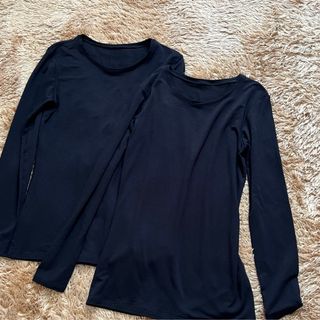 ユニクロ(UNIQLO)のユニクロUNIQLOヒートテック◆極暖エクストラウォーム◆M黒2枚セットUSED(Tシャツ(長袖/七分))