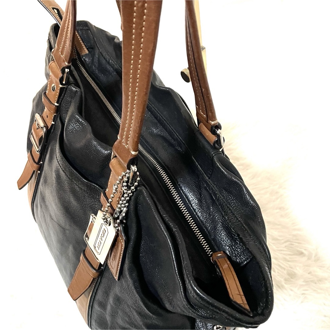 COACH - 良品 COACH ハリソン トートバッグ シボ革 レザー ブラック