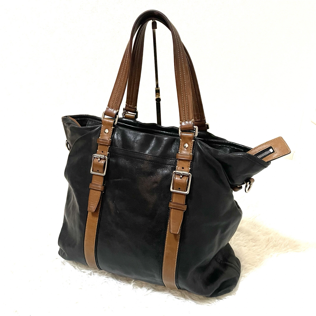 COACH - 良品 COACH ハリソン トートバッグ シボ革 レザー ブラック