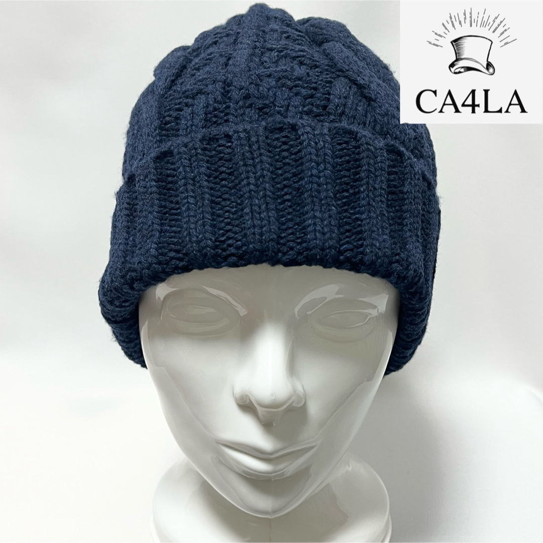 CA4LA(カシラ)の【美品】CA4LA カシラ 日本製シンプルケーブル編みローケージニットキャップ メンズの帽子(ニット帽/ビーニー)の商品写真