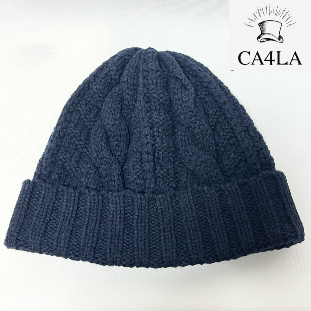 CA4LA(カシラ)の【美品】CA4LA カシラ 日本製シンプルケーブル編みローケージニットキャップ メンズの帽子(ニット帽/ビーニー)の商品写真