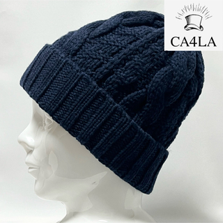 カシラ(CA4LA)の【美品】CA4LA カシラ 日本製シンプルケーブル編みローケージニットキャップ(ニット帽/ビーニー)