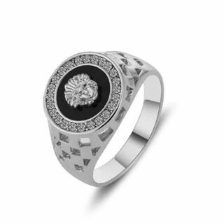 【SALE】リング メンズ ライオンヘッド シルバー 銀色 合金 指輪 20号(リング(指輪))