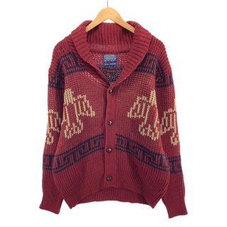 ペンドルトン(PENDLETON)の古着 70年代 ペンドルトン PENDLETON 総柄 ショールカラー ウールニットカーディガン USA製 メンズM ヴィンテージ /eaa395301(カーディガン)