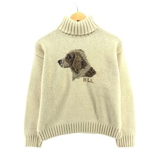 ラルフローレン(Ralph Lauren)の古着 90年代 ラルフローレン Ralph Lauren LAUREN ローレン 犬柄 タートルネックコットンニットセーター レディースL ヴィンテージ /eaa396666(ニット/セーター)