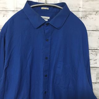 アートヴィンテージ(ART VINTAGE)の【希少】パンヒューゼン vanheusen 長袖シャツ XL相当 青 古着(シャツ)