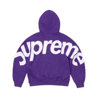 【人気Sロゴパーカー】supremeワンポイント刺繍ロゴ紫パーカーM長袖